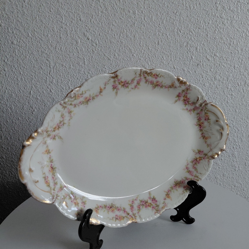Limoge Teodor Haviland France Oval Serving  Porcelain  Floral Gold Trim Plate - Picture 7 of 16